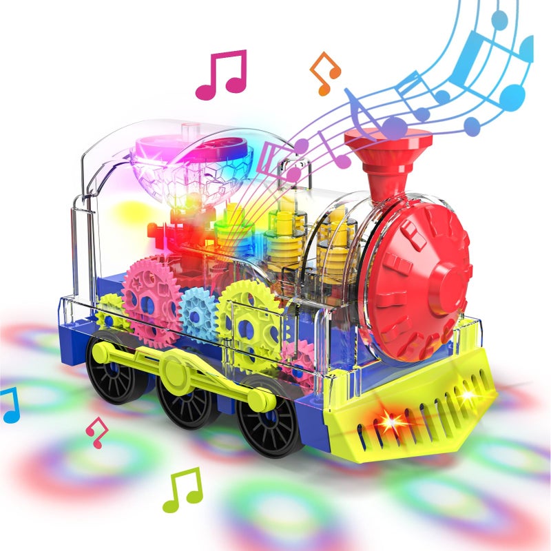 Kizeefun Light Up Train Toy for Toddlers Transparent Gear Car Toy for Kids with Cool Light and Music Educational Crawling Toys for Baby Boys and Girls - Image 4