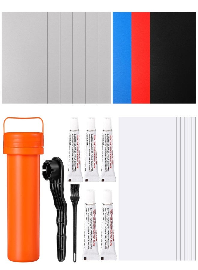 Gejoy Inflatable Boat Repair Kit Include 9 PVC Patch, 6 TPU Repair Patch, 1 Maintenance Barrel, 1 Valve Wrench, 1 Brush and 5 Pcs 3g Glue, Rubber Boat Repair Patches Set for Inflatable Kayak - Image 1