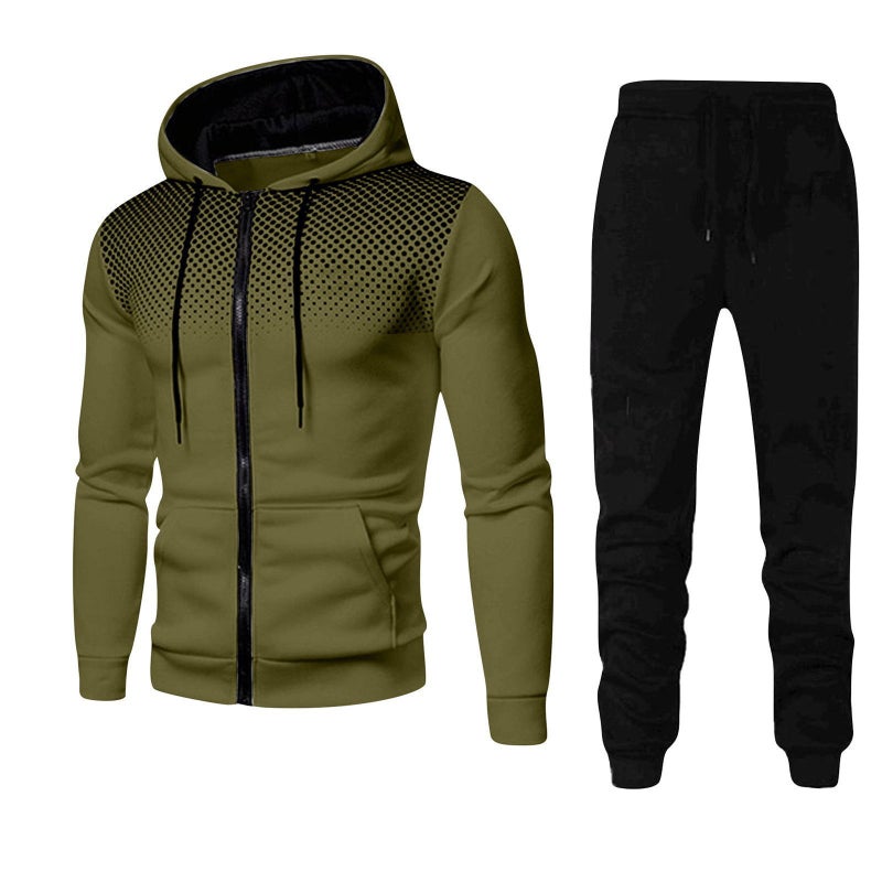2024 autumn and winter AliExpress new cross-border mens casual cardigan hooded vests 3D printing mens wholesale suit Military green