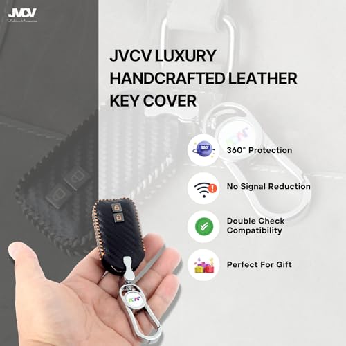 JVCV® Handmade Carbon Fiber Pattern Leather Key Cover Compatible with Suzuki Jimny Fronx Grand Vitara Victoris Baleno XL6 Swift Ertiga Dzire Rumion Glanza Hyryder Smart Key (Black Orange) - Image 5