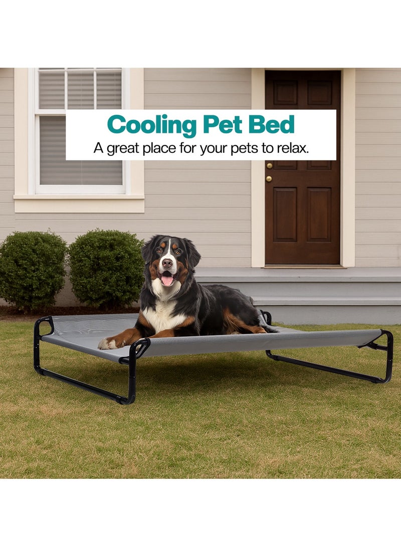 NNC PETS Cooling elevated dog bed with Breathable mesh, Foldable design, and Anti-slip feet, Durable heavy-duty dog bed for Large-sized breeds, Indoor/Outdoor pet bed, 100 cm (Grey) - Image 4