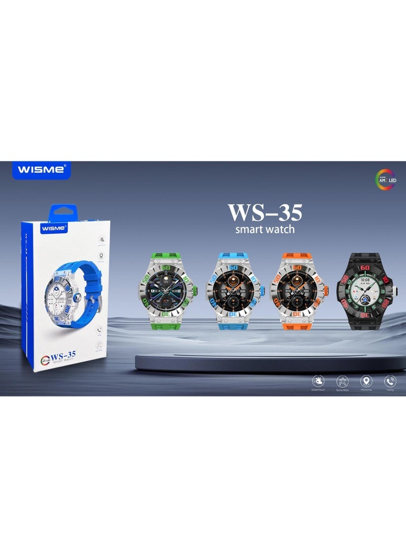 WISME ساعة ذكية WS-35 مع شاشة AMOLED – جهاز تتبع لياقة بدنية ونمط حياة شامل مع مراقبة معدل ضربات القلب، تتبع النوم، أوضاع رياضية متعددة وإشعارات المكالمات – مقاومة للماء، عمر بطارية طويل – خيارات أحزمة متعددة الألوان - Image 4