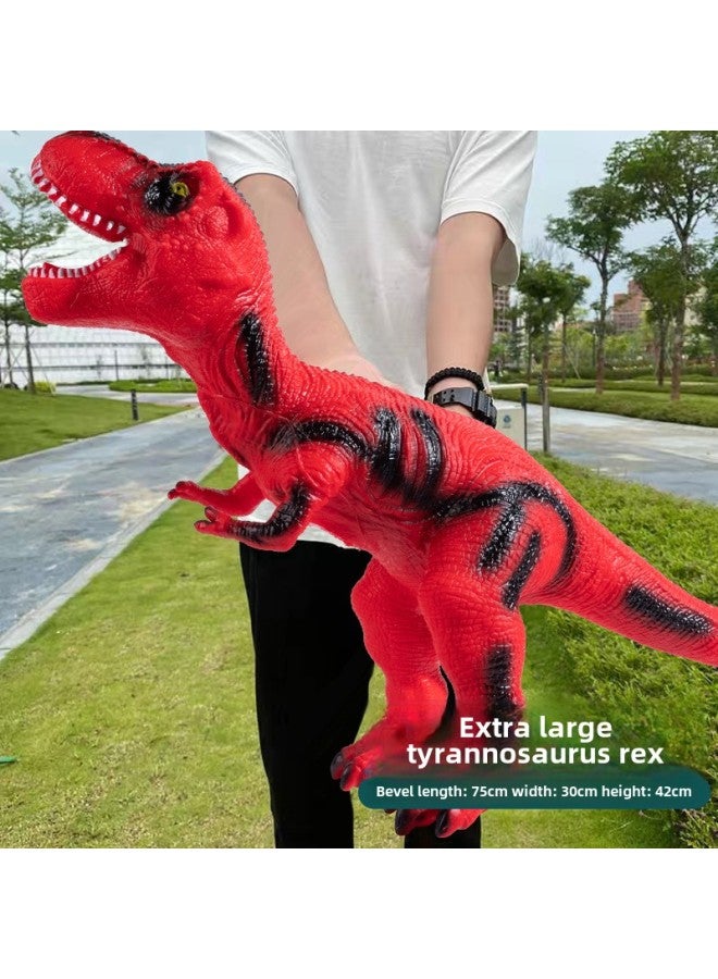 Large Soft Rubber Dinosaur Toy Simulation Plastic Animal Model Sound Early Education Bavaregre Children's Carpet Wholesale-Color:68cm Red Tyrannosaurus Rex-Specifications:Story Music Edition - Image 1
