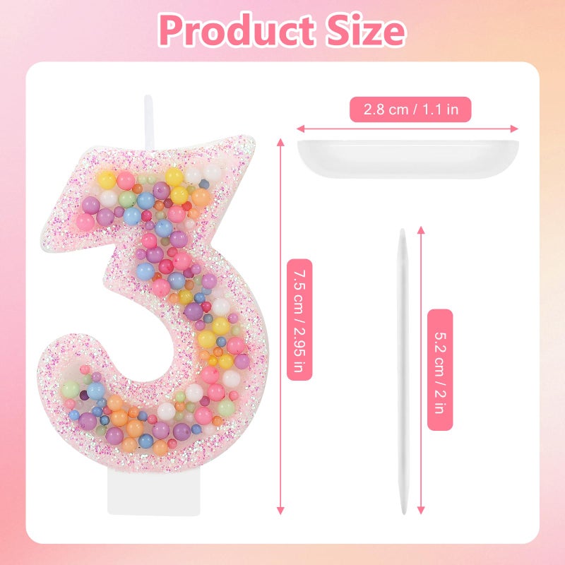 IDIJOLI Pastel Macaron 3rd Birthday Candle Sweet Pink Number 3 Candle Cake Topper Cupcake Decorations for Girls and Women Party Decor Anniversary Celebrations Supplies - Image 3
