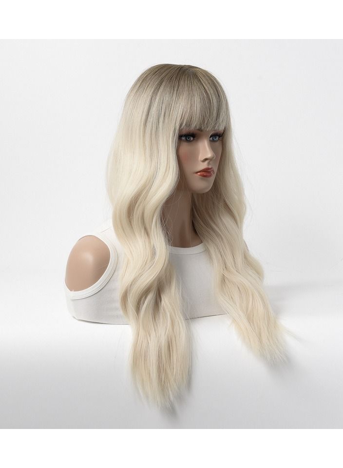 Estelle Wig Female Long Curly Hair Big Wave Medium Long Full Headgear Dull Blonde - Image 2