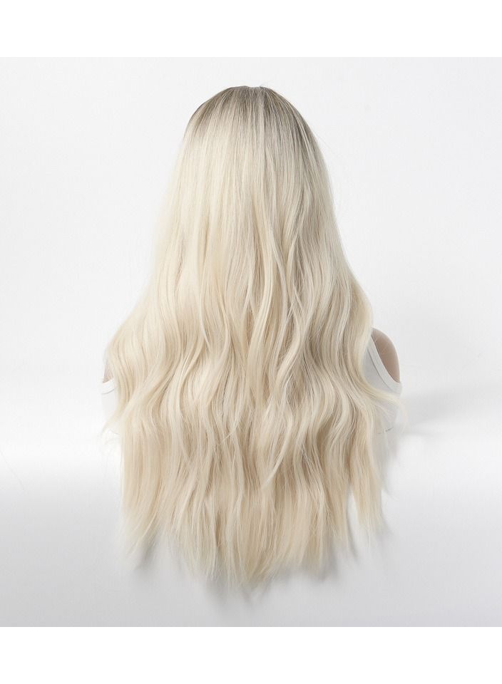 Estelle Wig Female Long Curly Hair Big Wave Medium Long Full Headgear Dull Blonde - Image 4