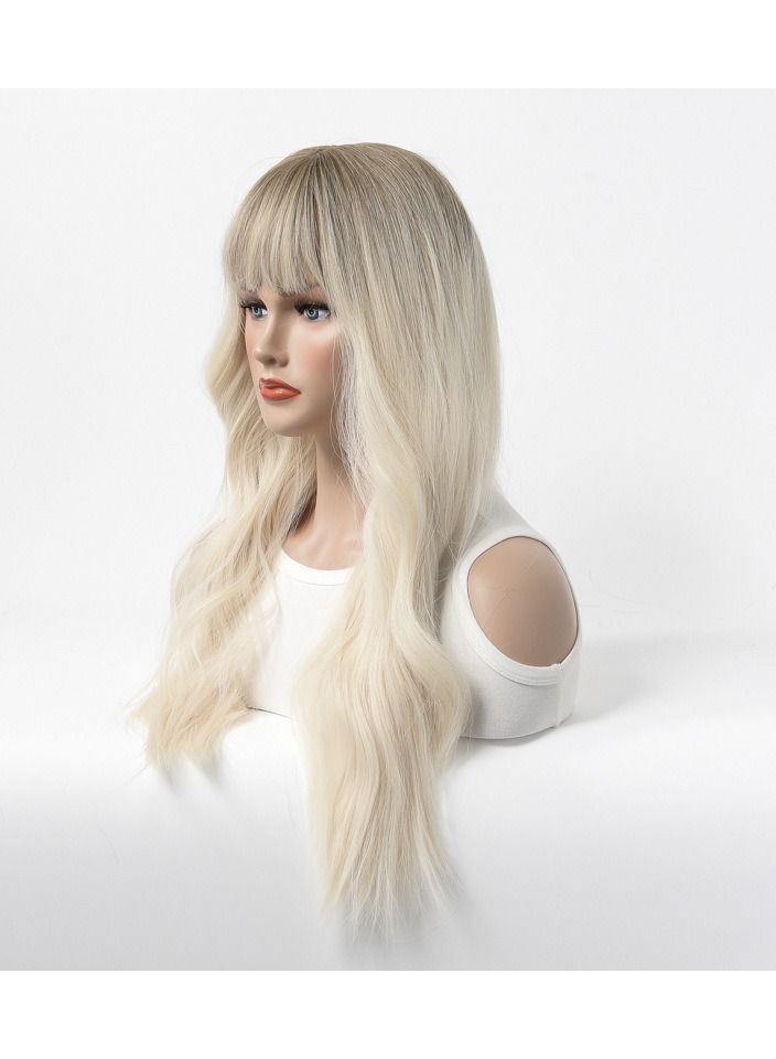 Estelle Wig Female Long Curly Hair Big Wave Medium Long Full Headgear Dull Blonde - Image 3