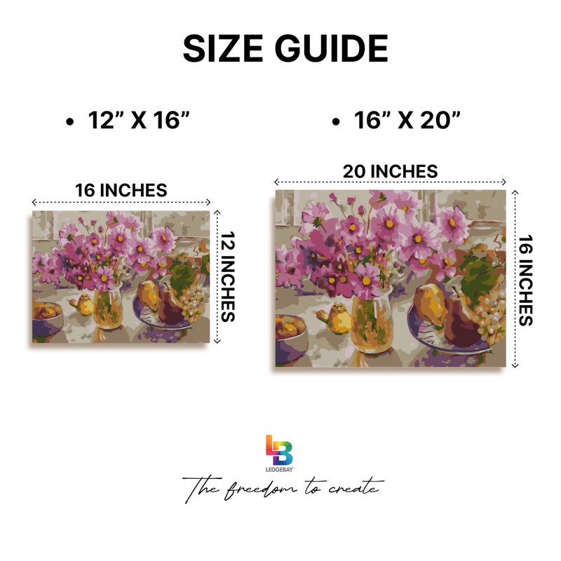 Ledgebay DIY Paint by Numbers Kit for Adults Framed Canvas Beginner to Advanced Paint by Numbers Kit, Kits Include Acrylic Paint set, Brushes & Tabletop Easel (Cosmos from The Garden 16" x 20" Framed) - Image 5