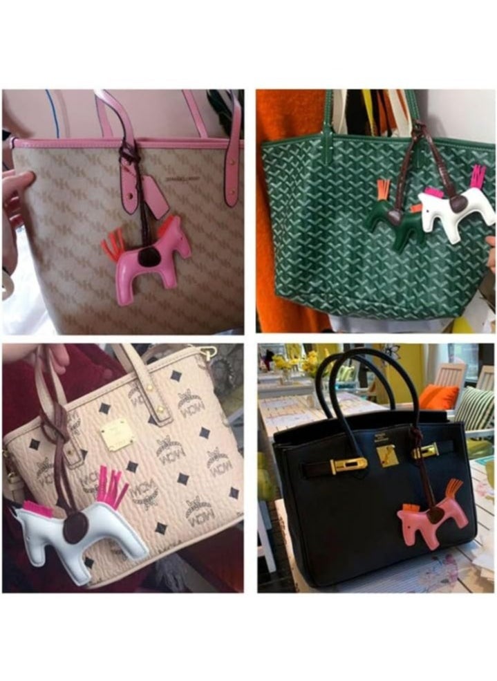 Arabest 5-Pack Leather Tassel Pony Keychain, Cute Bag Charms for Handbags and Key Rings  - Image 5