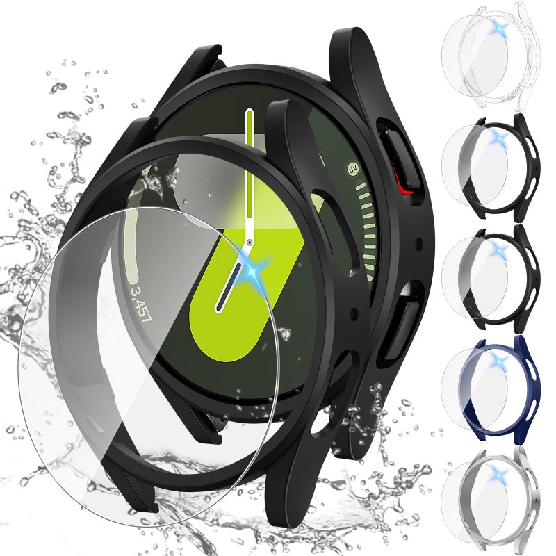 Tensea Multipack for Samsung Galaxy Watch 7 Screen Protector Case 44mm Accessories, Hard PC Bumper/HD Anti-Fog Tempered Glass Protective Film, Face Cover Set, Galaxy Watch 7 Case for Women Men - Image 1