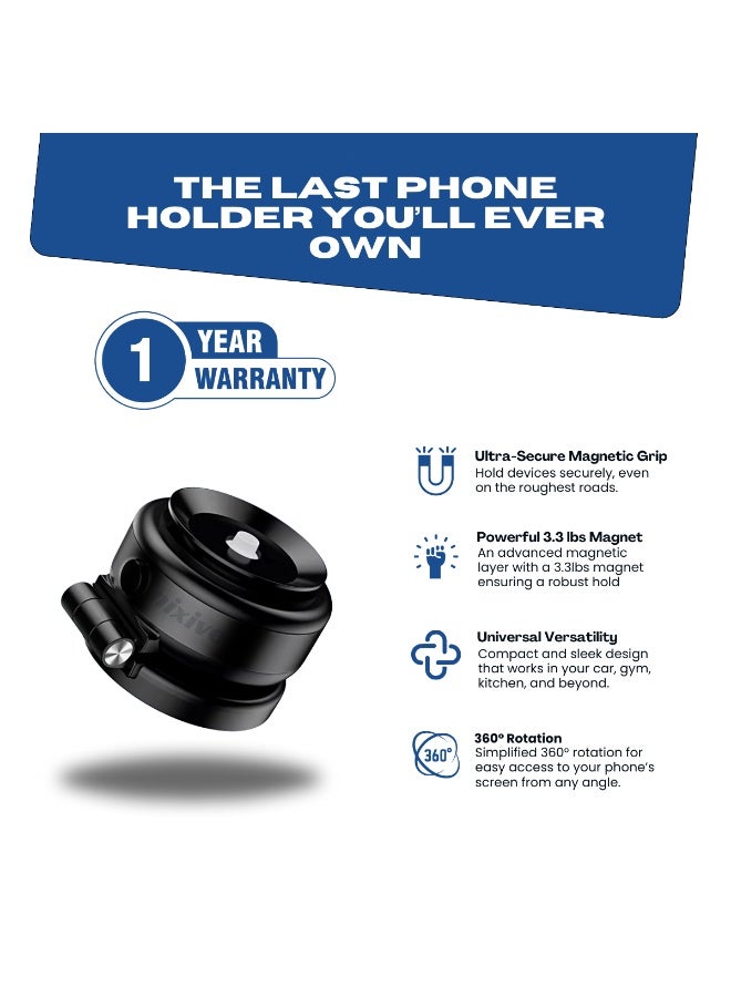 NIXIVE MagGripN'Go 360° Magnetic Car Phone Mount – 360° Full Rotation, No Residue, Easy Install, Universal Dashboard & Windshield Holder for iPhone 17 Pro/Pro Max/Air, Galaxy S25/S24, and other Smartphones - Image 1