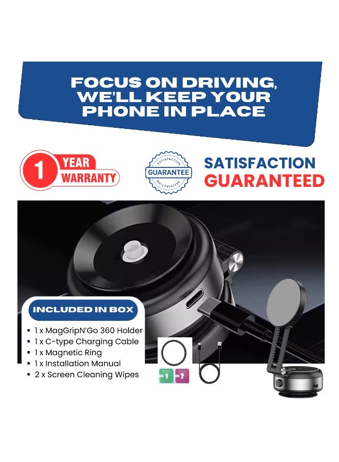 NIXIVE MagGripN'Go 360° Magnetic Car Phone Mount – 360° Full Rotation, No Residue, Easy Install, Universal Dashboard & Windshield Holder for iPhone 17 Pro/Pro Max/Air, Galaxy S25/S24, and other Smartphones - Image 5