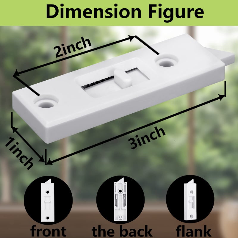 Honoson Window Latch Locks Window Parts and Hardware Tilt Latch Plastic Construction, Spring Loaded, 2 Inch Hole Center Spacing Sliding Lock Replacement(8 Pieces) - Image 2