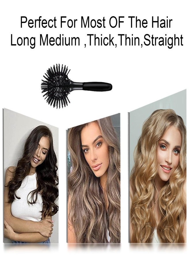 Aaiffey 3D Round Hair Brushes for Women Blow Drying Detangling Hairbrush 360 Degree Styling Hair Brush for Thick Curly Hair Circle Hair Comb for Wet and Dry Hair (E084) (Black) - Image 4