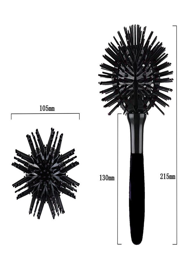 Aaiffey 3D Round Hair Brushes for Women Blow Drying Detangling Hairbrush 360 Degree Styling Hair Brush for Thick Curly Hair Circle Hair Comb for Wet and Dry Hair (E084) (Black) - Image 2