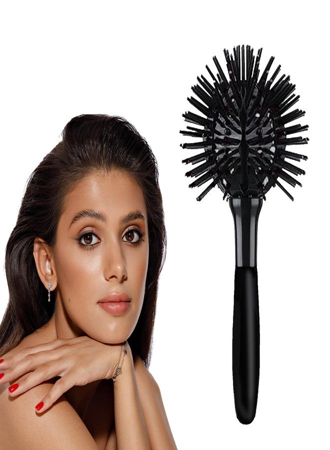 Aaiffey 3D Round Hair Brushes for Women Blow Drying Detangling Hairbrush 360 Degree Styling Hair Brush for Thick Curly Hair Circle Hair Comb for Wet and Dry Hair (E084) (Black) - Image 1