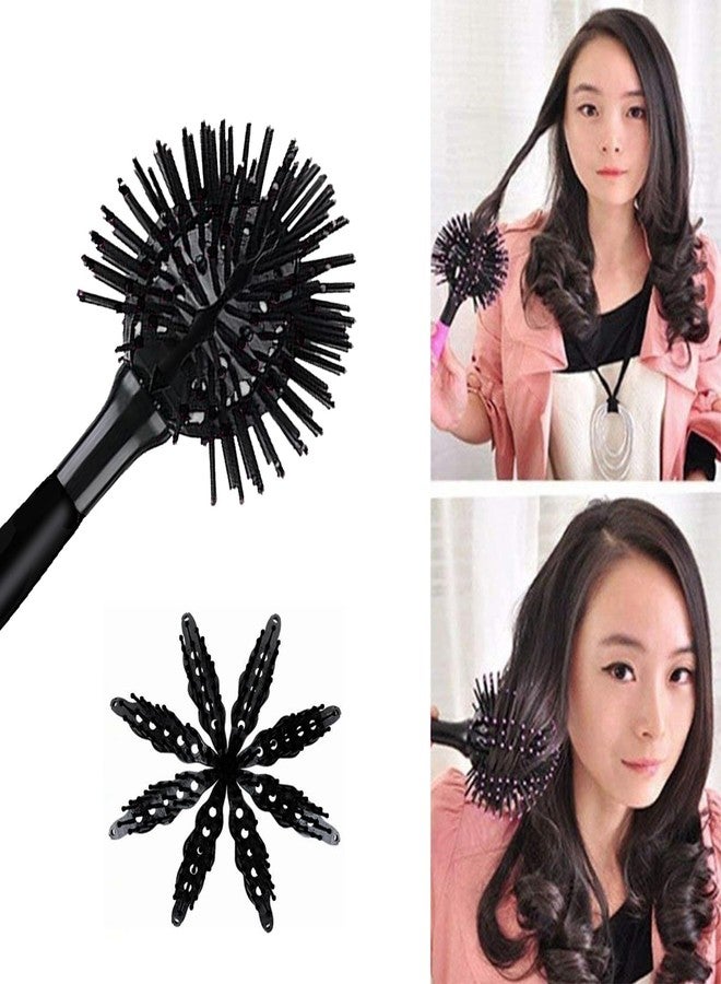 Aaiffey 3D Round Hair Brushes for Women Blow Drying Detangling Hairbrush 360 Degree Styling Hair Brush for Thick Curly Hair Circle Hair Comb for Wet and Dry Hair (E084) (Black) - Image 5