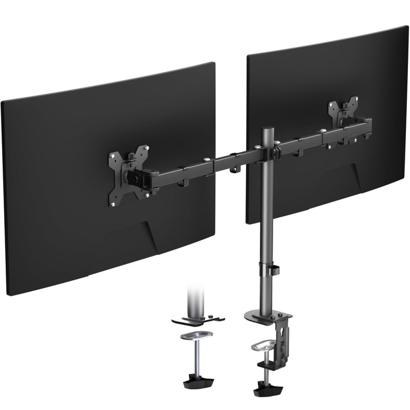 Pholiten Dual Monitor Stand, Heavy Duty Adjustable Monitor Arm Desk Mount for 2 Screens up to 32 Inches, Tilt, Swivel, Rotate, Supports 22 lbs per Monitor Arm - Image 1
