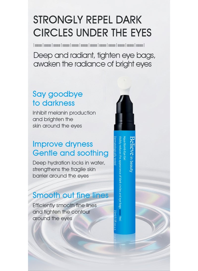 Believe 3-Pack Believe Water Bomb Cooling Eye Cream - Caffeine and Hyaluronic Acid for de-puffing and hydration; Niacinamide and Vitamin C for reducing dark circles; Adenosine and Collagen for plumping and firming. Korean Skincare - Image 5