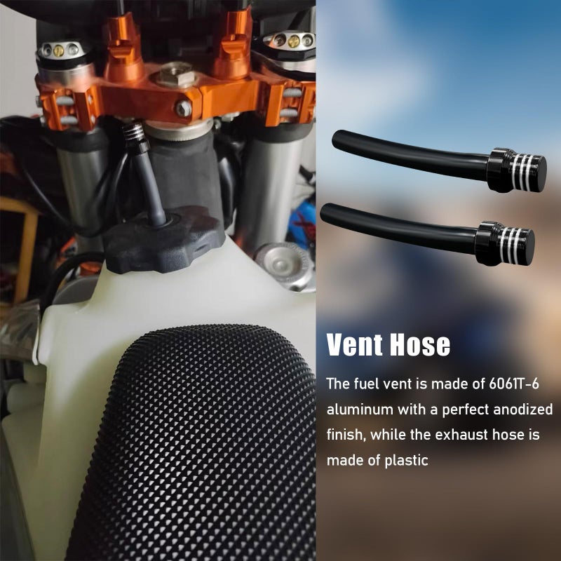 Augeny 2 Pcs Breather Hose Gas Fuel Tank Cap  Cnc One Way Tank Valve Vent Tube With Aluminum Breather Valve  Universal For Atv Quad Crf Yzf Rmz Klx Drz Pit Dirt Bike Motorcycle (Black) - Image 3