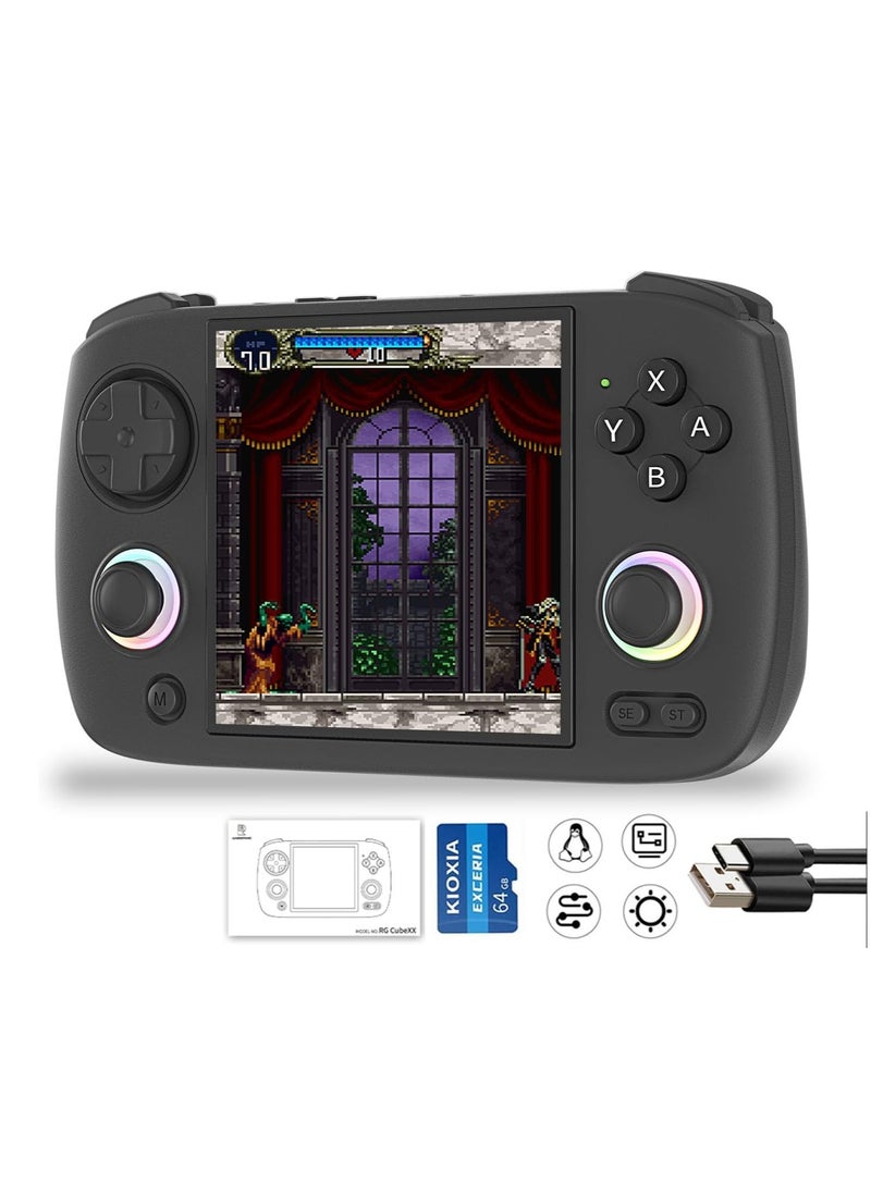 ANBERNIC  RG CubeXX Retro Handheld Game Console 3.95 Inch IPS Screen Linux System Built In 128G TF Card 5056 Games Support HDMI TV Output 5G WiFi Bluetooth 4.2 (Black)  - Image 1