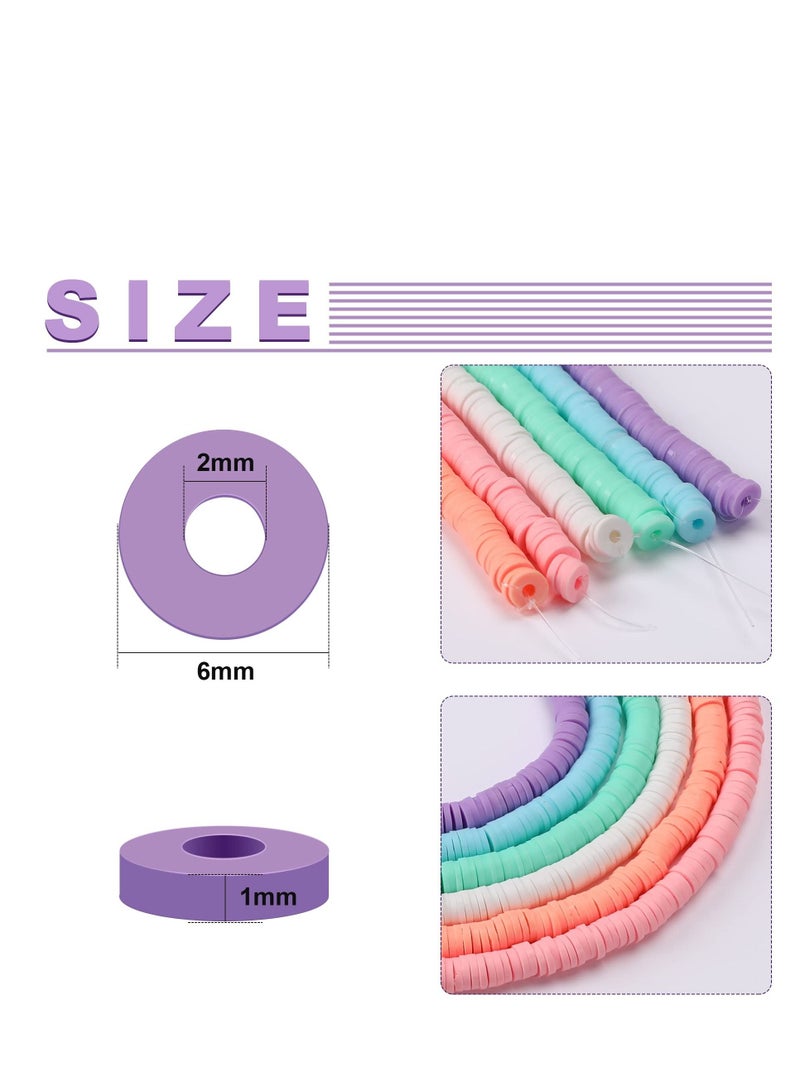 SYOSI Clay Beads, Round Handmade Heishi Beads, 2100 Pcs Polymer Flat Beads, Beads for Jewelry Making, for Necklace Jewelry Bracelet Earring Pendant and Anklet Craft Making DIY Craft Kit Macaron - Image 2