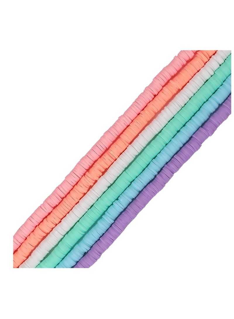 SYOSI Clay Beads, Round Handmade Heishi Beads, 2100 Pcs Polymer Flat Beads, Beads for Jewelry Making, for Necklace Jewelry Bracelet Earring Pendant and Anklet Craft Making DIY Craft Kit Macaron - Image 1