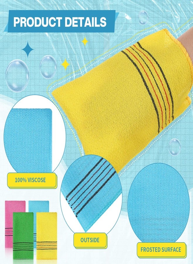 Macarrie 50 Pcs Korean Exfoliating Washcloth Large Size Mitt Scrub Exfoliating Body Scrubber Back and Body Bath Washcloth Reusable for Removing Dry, Green, Blue, Pink, Yellow - Image 3