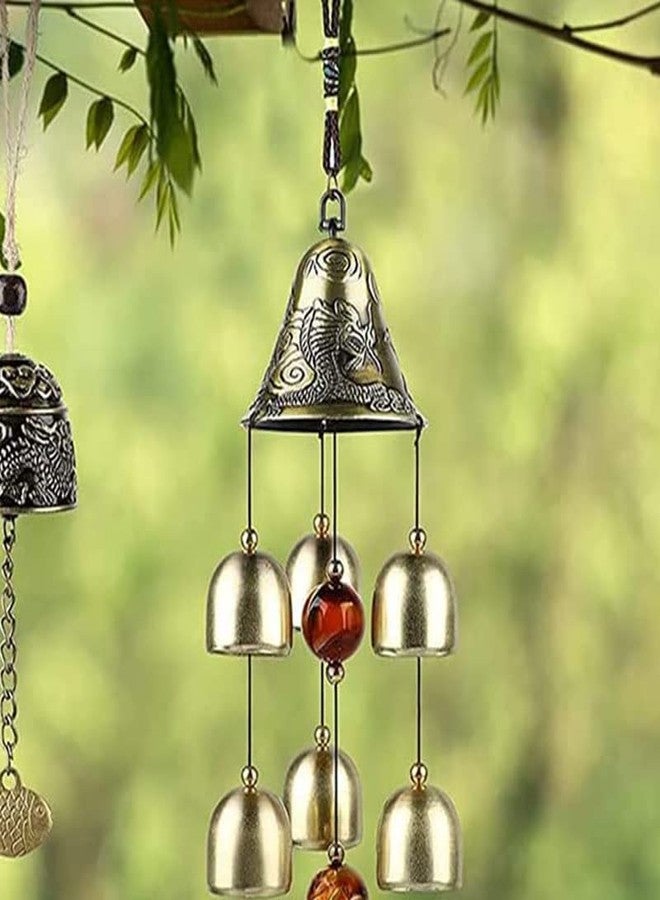 Acxico 1Pcs 6 Copper Bells Outdoor Metal Wind Chimes Yard Garden Hanging Ornament Decor 50cm - Image 2