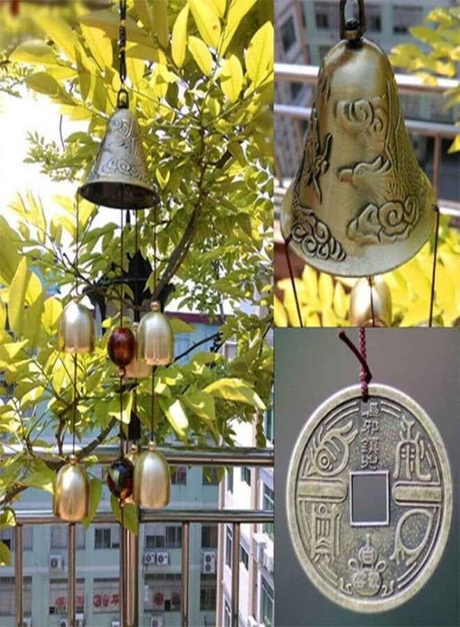 Acxico 1Pcs 6 Copper Bells Outdoor Metal Wind Chimes Yard Garden Hanging Ornament Decor 50cm - Image 4