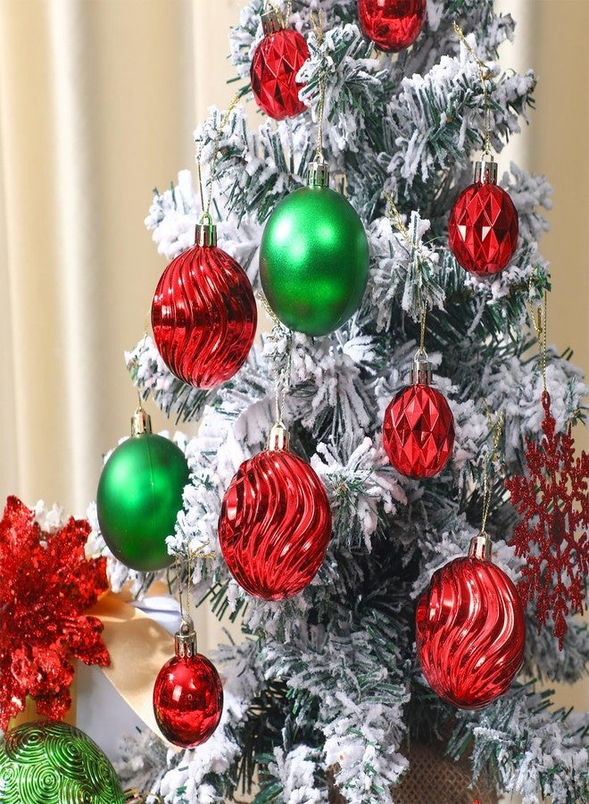 Vercraft 104 Pcs Christmas Tree Decorations Set, Shatterproof Christmas Ball Ornaments Poinsettia Decorations Ribbon Tree Topper for Xmas Holiday Wedding Party(Red Green White) - Image 3