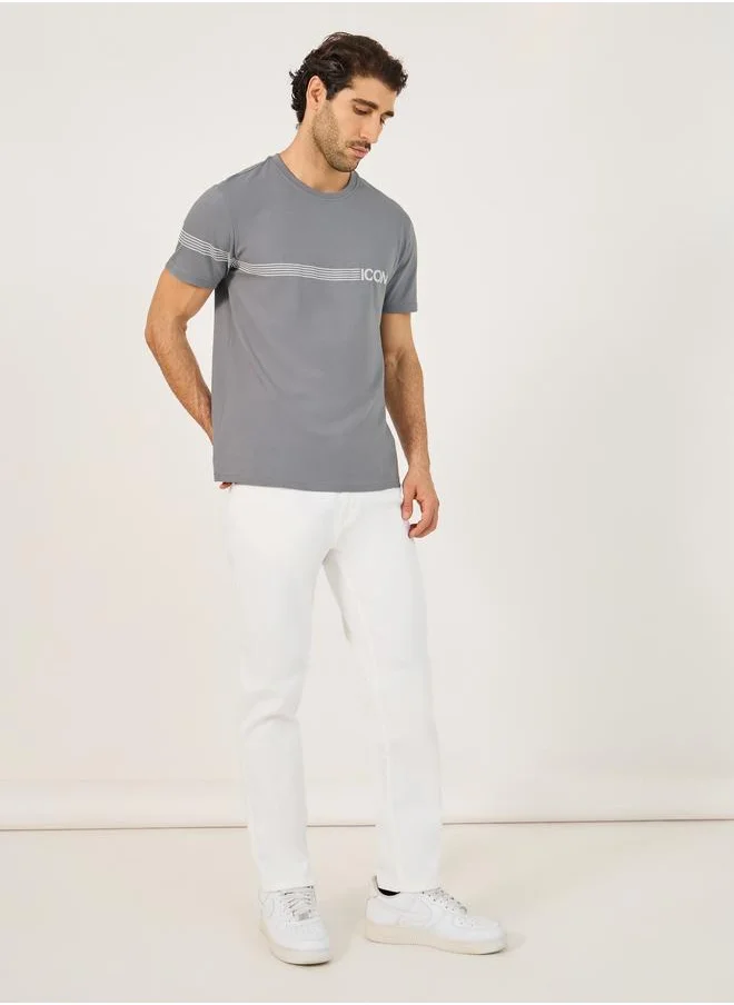 Styli Styli Striped Minimal Print Regular Fit T-Shirt