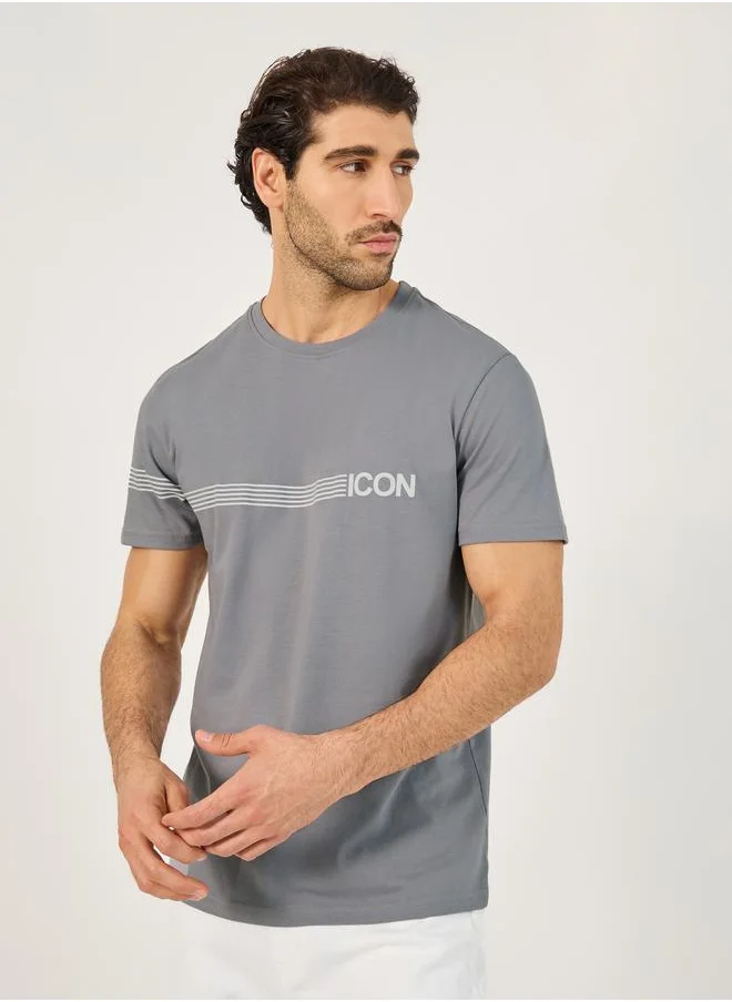 Styli Styli Striped Minimal Print Regular Fit T-Shirt