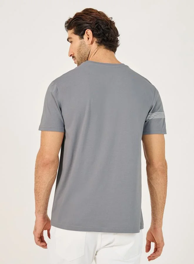 Styli Styli Striped Minimal Print Regular Fit T-Shirt