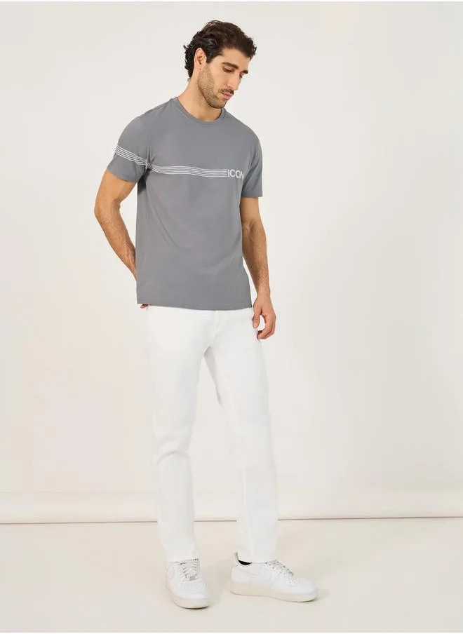 ستايلي Striped Minimal Print Regular Fit T-Shirt