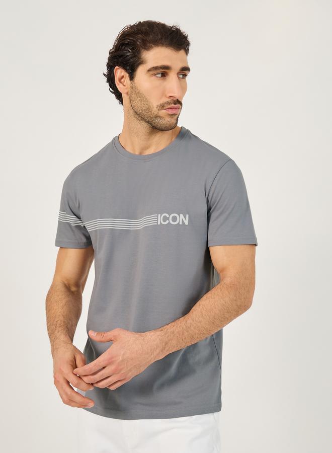 Styli Striped Minimal Print Regular Fit T-Shirt - Image 1