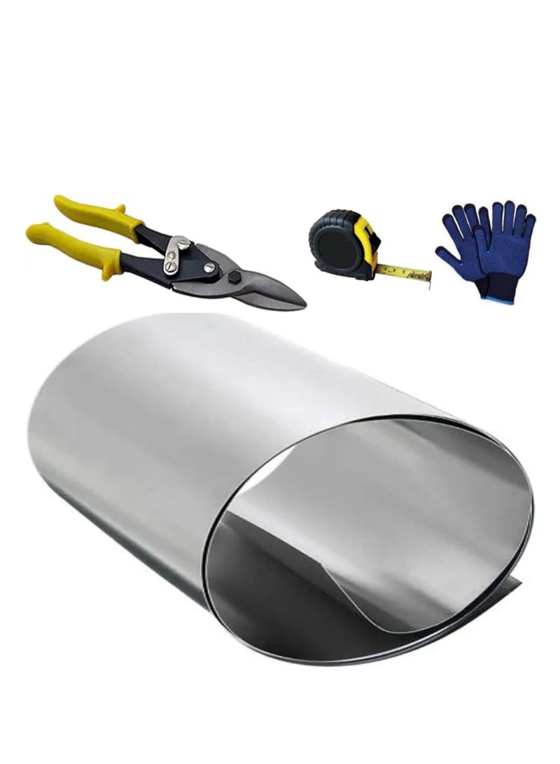 ABBASALI Aluminium Sheet 1.20 Meter X 2.40 Meter X 0.03mm Thikness DIY Aluminium Material For Multi Purpose Use With Snip Cutter, Measuring Tape & Gloves - Image 1