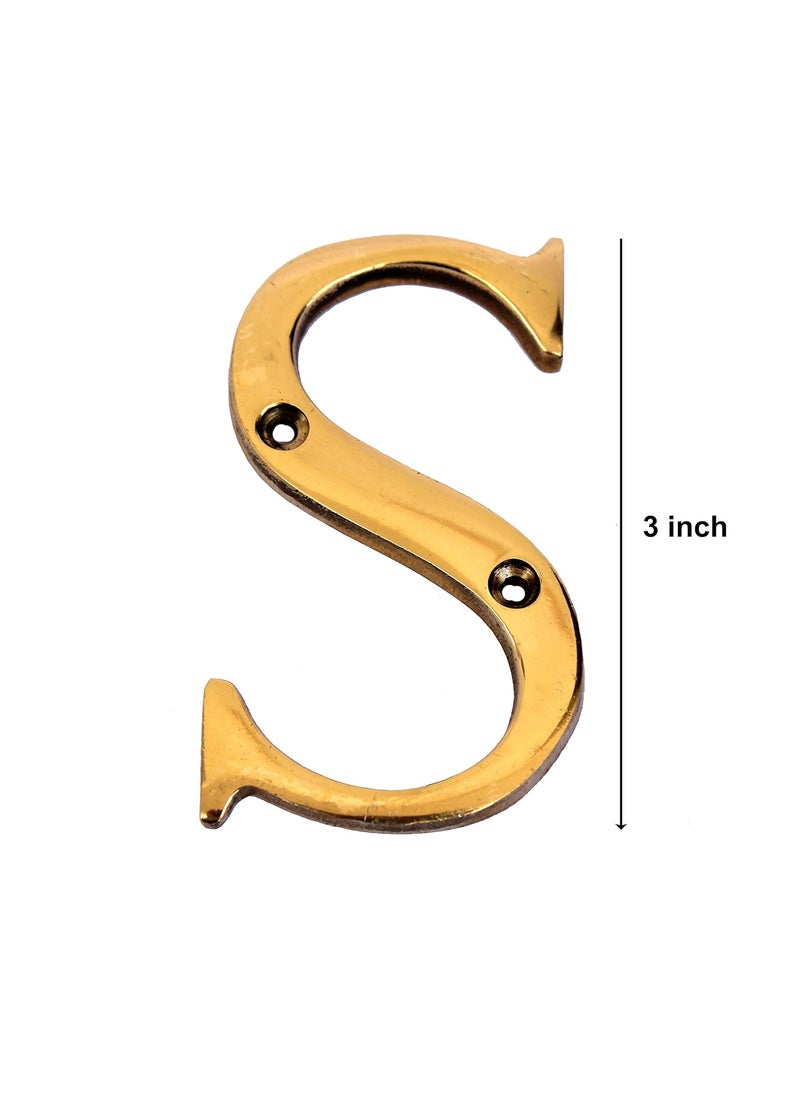 ESPLANADE eSplanade Brass House Hotel Door Name Alphabets Wall Door Plaque Letter Alphabet 3 Inches Golden S Alphabet  - Image 2