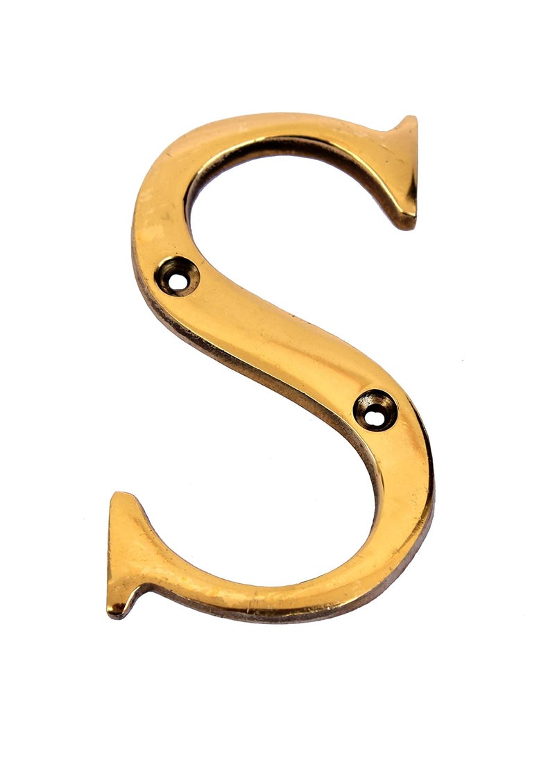 ESPLANADE eSplanade Brass House Hotel Door Name Alphabets Wall Door Plaque Letter Alphabet 3 Inches Golden S Alphabet  - Image 1
