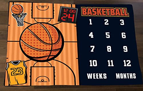 LYLYCTY Baby Monthly Milestone Blanket, Month Blanket for Newborn Baby Shower, Basketball Game Photography Background for Baby 60x40 inches BTLSLY111 - Image 2
