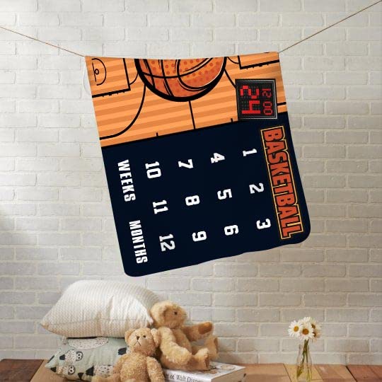 LYLYCTY Baby Monthly Milestone Blanket, Month Blanket for Newborn Baby Shower, Basketball Game Photography Background for Baby 60x40 inches BTLSLY111 - Image 5