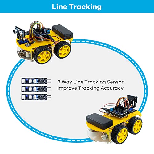 LAFVIN Smart Robot Car Kit Include Ultrasonic Sensor,R3 Board Compatible with Arduino IDE with Tutorial - Image 2