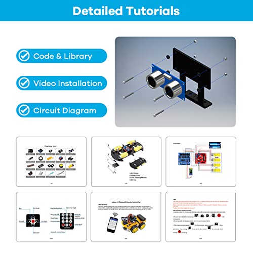 LAFVIN Smart Robot Car Kit Include Ultrasonic Sensor,R3 Board Compatible with Arduino IDE with Tutorial - Image 4
