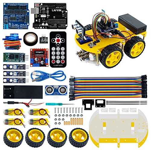 LAFVIN Smart Robot Car Kit Include Ultrasonic Sensor,R3 Board Compatible with Arduino IDE with Tutorial - Image 1