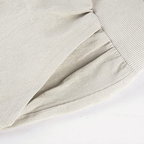 Puimentiua Womens Tapered Pants Cotton Linen Drawstring Back Elastic Waist Pants Casual Trousers with Pockets Khaki - Image 4