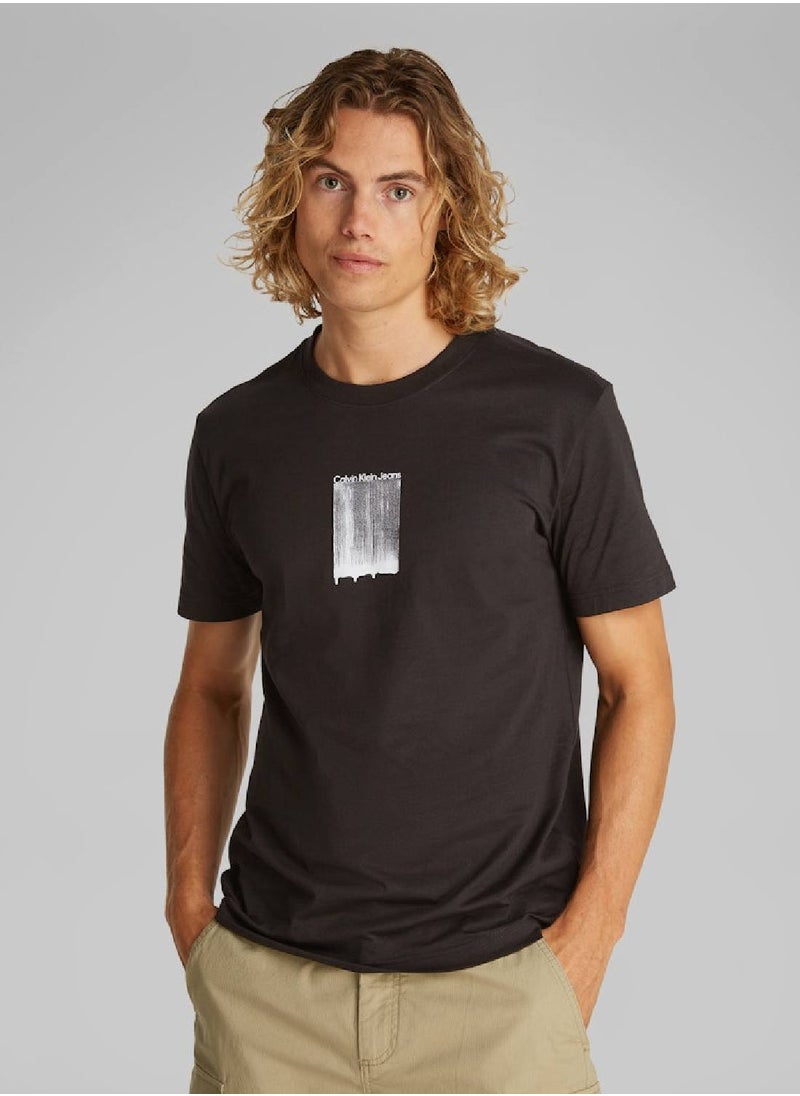 Calvin Klein Jeans Men's Brush Stroke Graphic T-Shirt - Cotton, Black  - Image 1