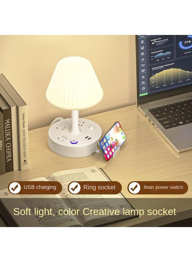 Bluejw Multi-functional Desk Lamp USB Socket Integrated Eye Protection Bedside Lamp Multi-position Cooling And Heating Light Household LED Bedroom Lamp Insert Row - Image 3