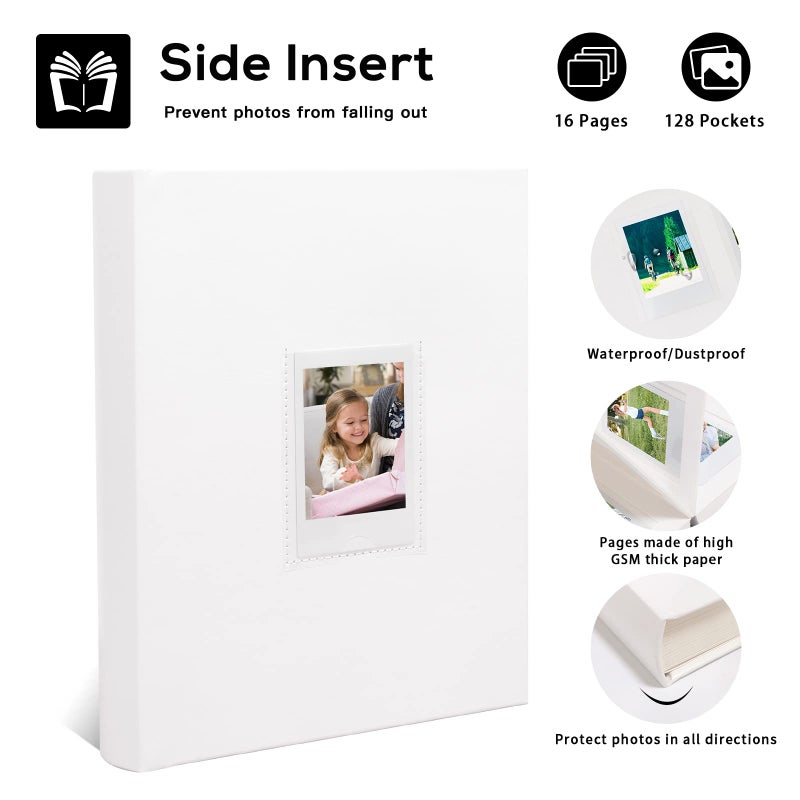 Ruibytree 128 Pockets Photo Album with Writing Space  Front Window  Photo Albums 3 Inch Compatible with Fujifilm Instax Mini 12 11 9 8 7+ 99 40  for Polaroid 300 Instant Camera K-pop Photocards (White) - Image 5