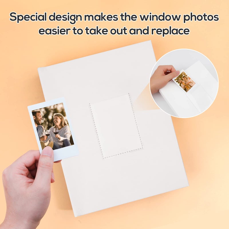 Ruibytree 128 Pockets Photo Album with Writing Space  Front Window  Photo Albums 3 Inch Compatible with Fujifilm Instax Mini 12 11 9 8 7+ 99 40  for Polaroid 300 Instant Camera K-pop Photocards (White) - Image 4