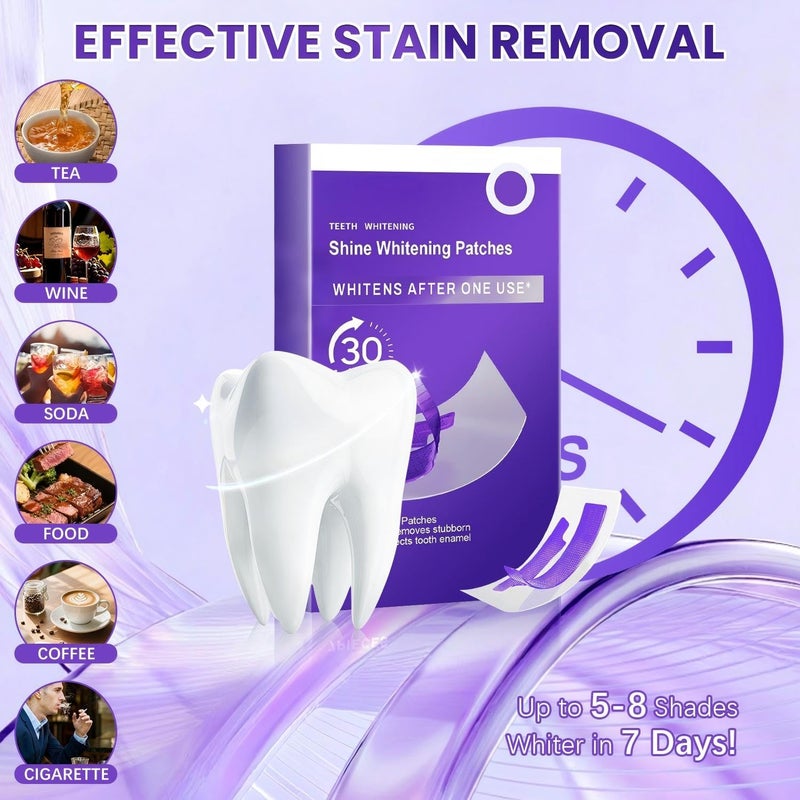 Botou 2PCS Purple Teeth Whitening Strips, Enamel Safe for Sensitive Tooth, Coffee & Smoking Deep Stain Power Removal, Residue-Free Non-Slip, Professional Treatments(14Pairs) - Image 4